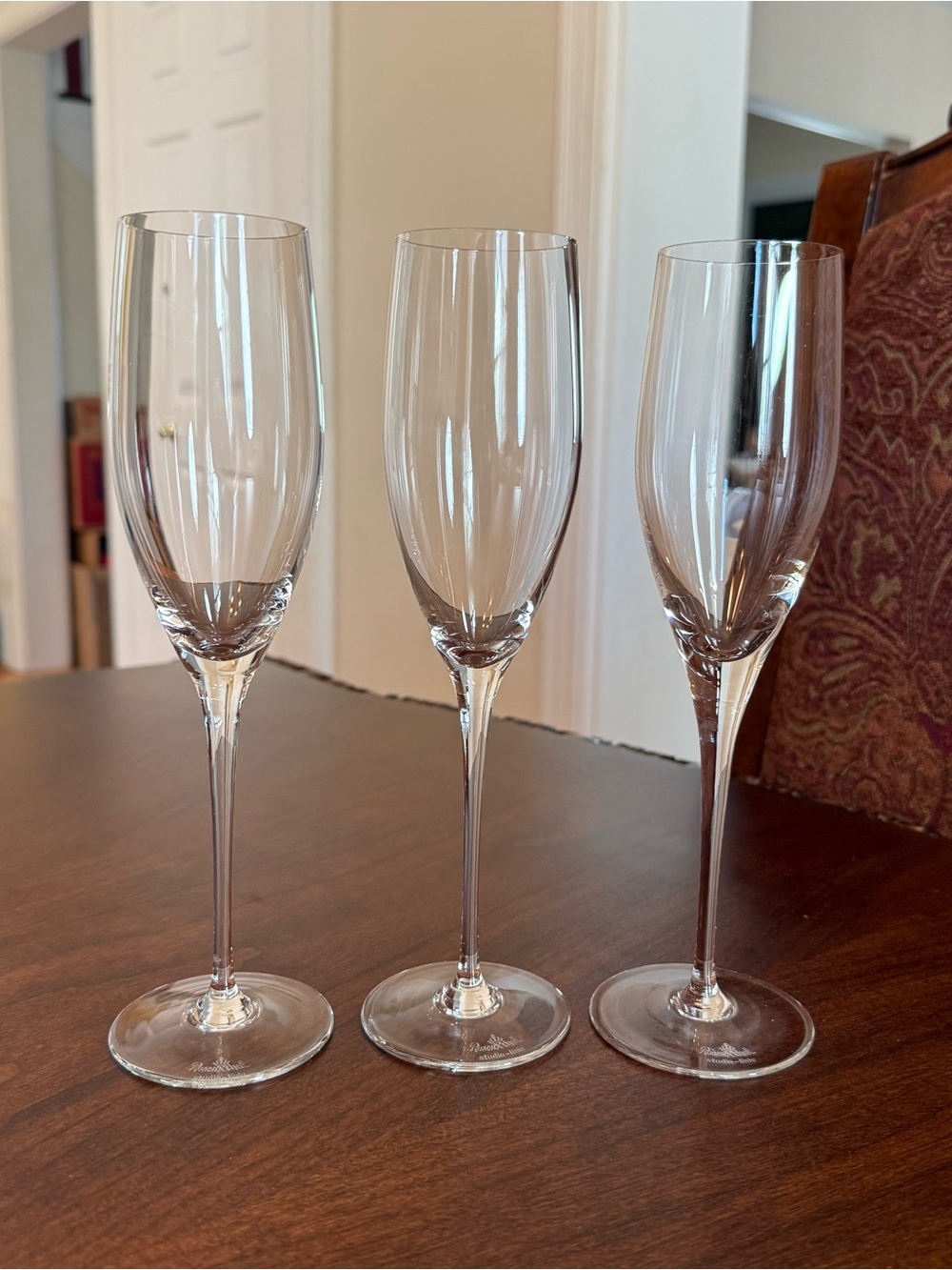 Set of 3 Rosenthal Studio-Linie Crystal FUGA Champagne Flute, 8 3/4" Tall *READ*